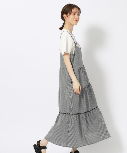 Cutie Blonde（キューティーブロンド）の「◆【洗える/無地/ギンガム】大人ガーリー ティアードキャミワンピース（ワンピース・レディース・ナチュラル/ブラック/ブラック系1・04/03/02）」の9枚目の写真