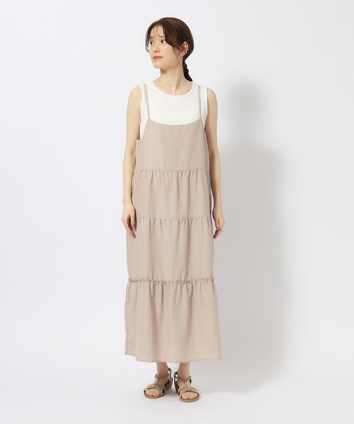 Cutie Blonde（キューティーブロンド）の「◆【洗える/無地/ギンガム】大人ガーリー ティアードキャミワンピース（ワンピース・レディース・ナチュラル/ブラック/ブラック系1・04/03/02）」の6枚目の写真