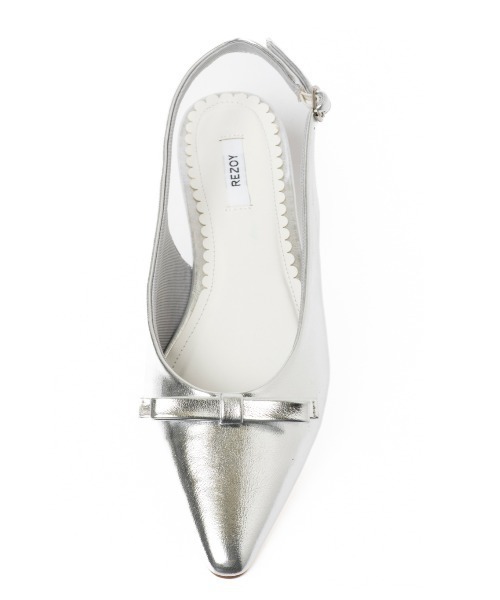 R&E（アールアンドイー）の「【REZOY】リボン×バックストラップポインテッドトゥフラットパンプス（パンプス・レディース・シルバー/アイボリー/ブラック/ピンク・22cm/22.5cm/23cm/23.5cm/24cm/24.5cm）」の11枚目の写真