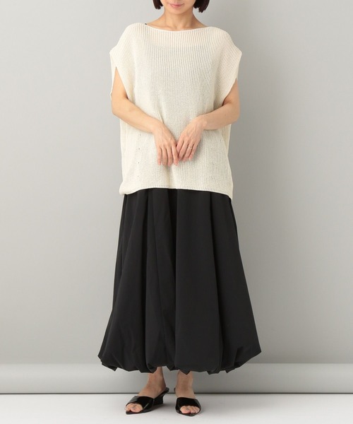 e/rm(イーアールエム)の「【e/rm】ワシニット_半袖(ニット/セーター・レディース・チャコールグレー/オフホワイト/ライトイエロー・FREE)」の4枚目の写真