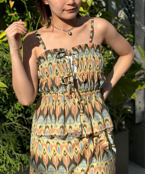 CIAOPANIC（チャオパニック）の「INDIAプリントリバーシブルシャーリングビスチェ（キャミソール・レディース・ブラウン/パープル・FREE）」の3枚目の写真