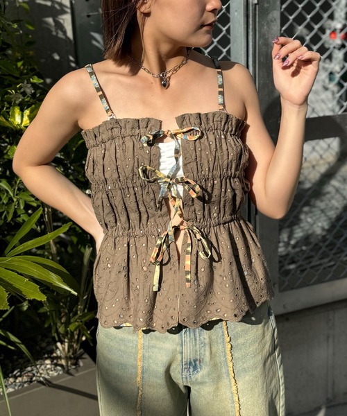 CIAOPANIC（チャオパニック）の「INDIAプリントリバーシブルシャーリングビスチェ（キャミソール・レディース・ブラウン/パープル・FREE）」の9枚目の写真