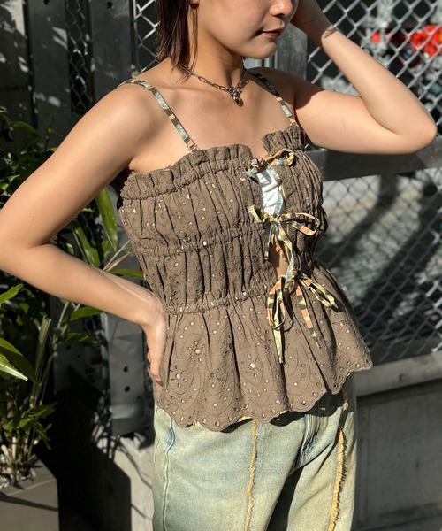 CIAOPANIC（チャオパニック）の「INDIAプリントリバーシブルシャーリングビスチェ（キャミソール・レディース・ブラウン/パープル・FREE）」の10枚目の写真