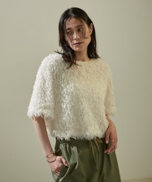 SALON adam et rope' | フェザーハーフスリーブプルオーバー【洗える】(Tシャツ/カットソー)