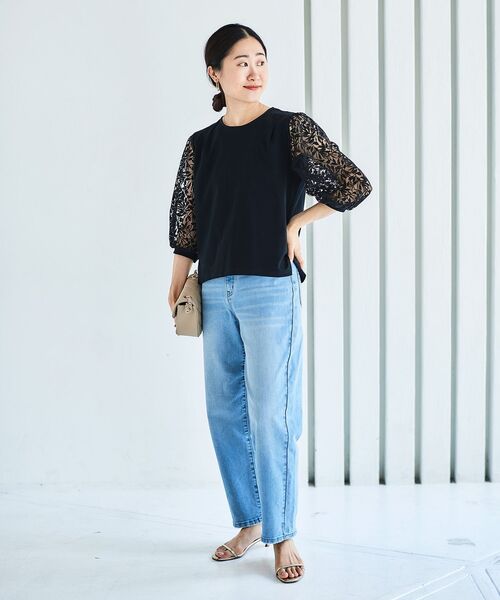 le.coeur blanc（ルクールブラン）の「シアーレースキリカエプルオーバー（Tシャツ/カットソー・レディース・ブラック/オフホワイト・38）」の12枚目の写真