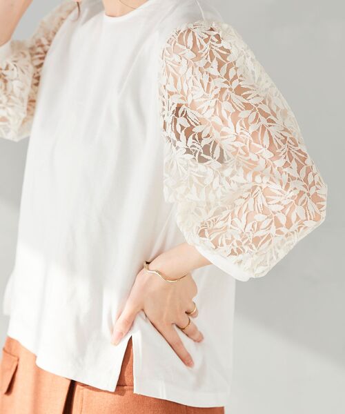 le.coeur blanc（ルクールブラン）の「シアーレースキリカエプルオーバー（Tシャツ/カットソー・レディース・ブラック/オフホワイト・38）」の18枚目の写真