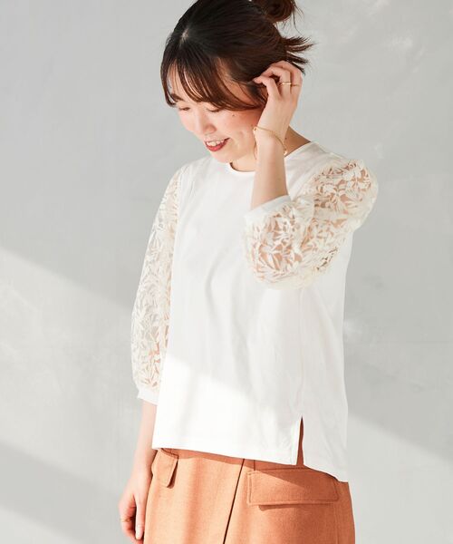 le.coeur blanc（ルクールブラン）の「シアーレースキリカエプルオーバー（Tシャツ/カットソー・レディース・ブラック/オフホワイト・38）」の19枚目の写真