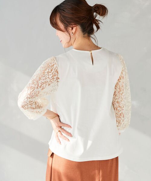 le.coeur blanc（ルクールブラン）の「シアーレースキリカエプルオーバー（Tシャツ/カットソー・レディース・ブラック/オフホワイト・38）」の21枚目の写真