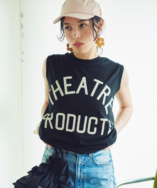 THEATRE PRODUCTS（シアタープロダクツ）の「THEATREPRODUCTSロゴプリントタンクトップ（タンクトップ・レディース・ホワイト/ブラック・FREE）」の2枚目の写真