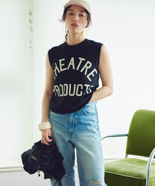 THEATRE PRODUCTS（シアタープロダクツ）の「THEATREPRODUCTSロゴプリントタンクトップ（タンクトップ・レディース・ホワイト/ブラック・FREE）」の5枚目の写真