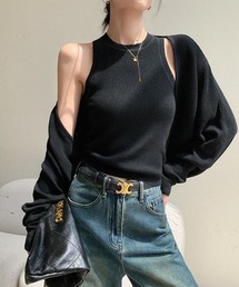 2wayリネンミックスニットカーディガンアンサンブル≪手洗い可能≫