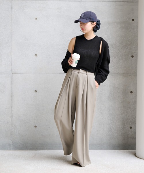 ketty cherie(ケティシェリー)の「2wayリネンミックスニットカーディガンアンサンブル≪手洗い可能≫(ニット/セーター・レディース・ブラック/ブルー・M)」の3枚目の写真