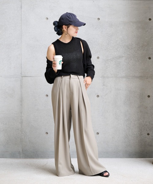 ketty cherie(ケティシェリー)の「2wayリネンミックスニットカーディガンアンサンブル≪手洗い可能≫(ニット/セーター・レディース・ブラック/ブルー・M)」の6枚目の写真