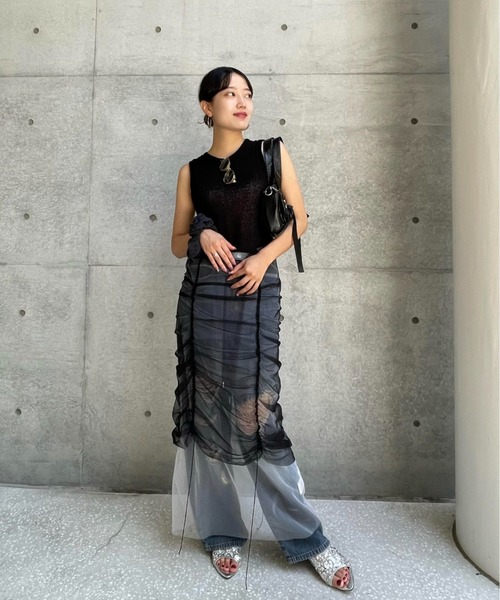 ketty cherie(ケティシェリー)の「2wayリネンミックスニットカーディガンアンサンブル≪手洗い可能≫(ニット/セーター・レディース・ブラック/ブルー・M)」の15枚目の写真