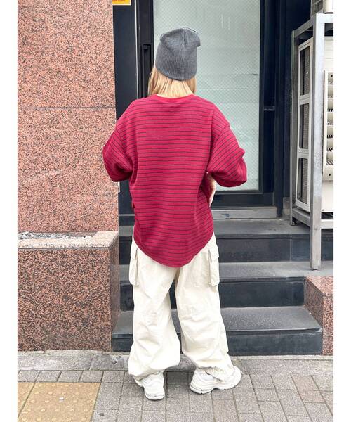 Ungrid(アングリッド)の「【WEB限定】スリーブボリュームワッフルボーダーロングスリーブTee(Tシャツ/カットソー・レディース・ネイビー/グリーン/レッド・FREE)」の22枚目の写真