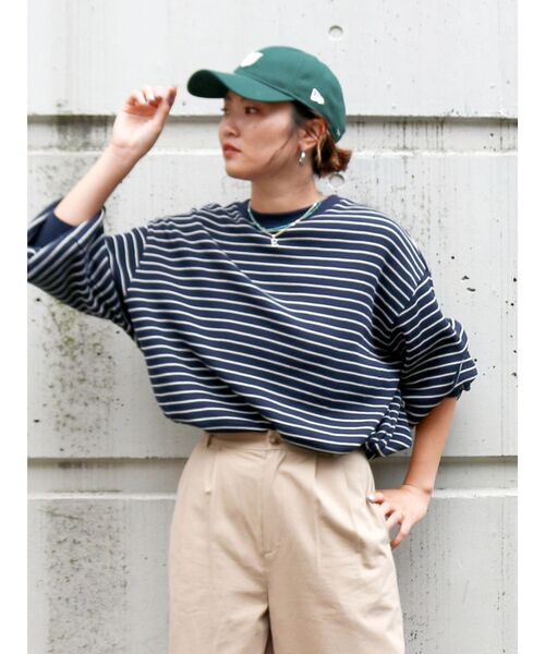 Ungrid(アングリッド)の「【WEB限定】スリーブボリュームワッフルボーダーロングスリーブTee(Tシャツ/カットソー・レディース・ネイビー/グリーン/レッド・FREE)」の21枚目の写真