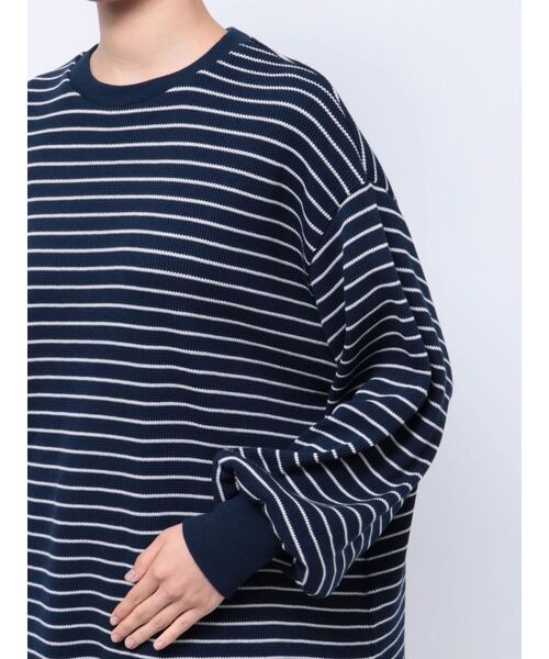 Ungrid(アングリッド)の「【WEB限定】スリーブボリュームワッフルボーダーロングスリーブTee(Tシャツ/カットソー・レディース・ネイビー/グリーン/レッド・FREE)」の14枚目の写真