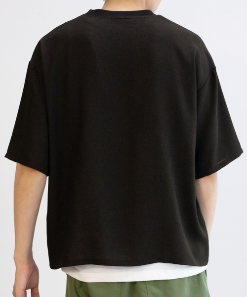 NAVY（ネイビー）の「麻調DRYクルーネックアンサンブル(Tシャツ＋タンクトップ)（Tシャツ/カットソー・メンズ・ブラック/ベージュ・M/L/XL）」の6枚目の写真