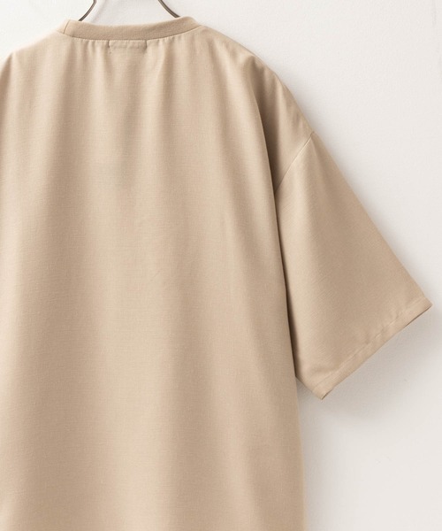NAVY（ネイビー）の「麻調DRYクルーネックアンサンブル(Tシャツ＋タンクトップ)（Tシャツ/カットソー・メンズ・ブラック/ベージュ・M/L/XL）」の13枚目の写真