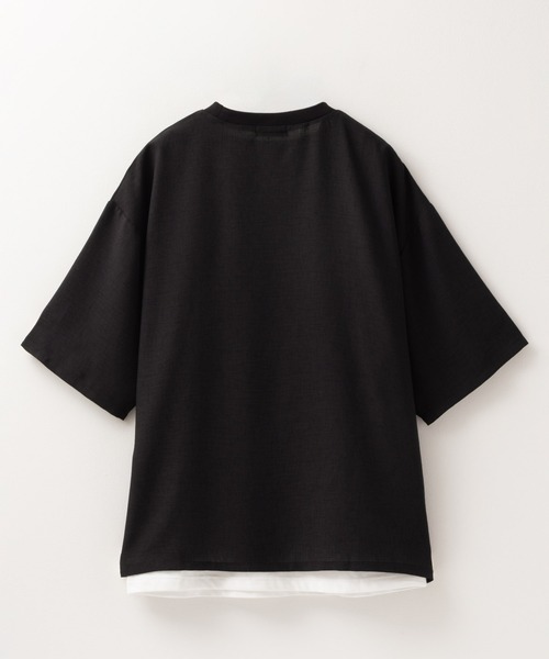 NAVY（ネイビー）の「麻調DRYクルーネックアンサンブル(Tシャツ＋タンクトップ)（Tシャツ/カットソー・メンズ・ブラック/ベージュ・M/L/XL）」の15枚目の写真
