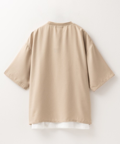 NAVY（ネイビー）の「麻調DRYクルーネックアンサンブル(Tシャツ＋タンクトップ)（Tシャツ/カットソー・メンズ・ブラック/ベージュ・M/L/XL）」の17枚目の写真