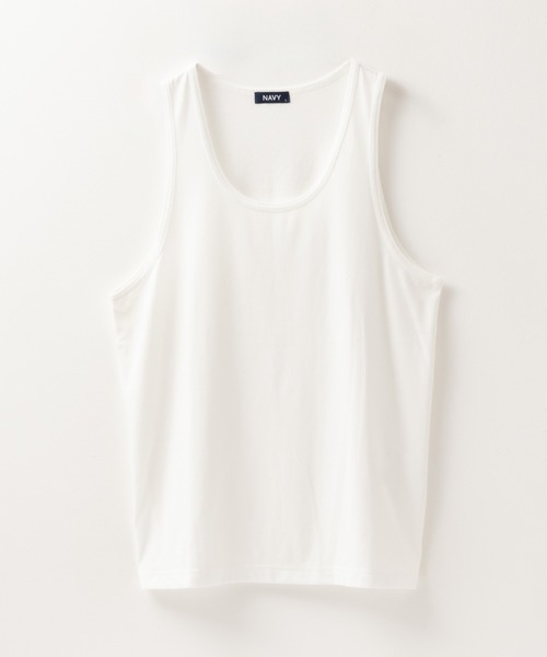 NAVY（ネイビー）の「麻調DRYクルーネックアンサンブル(Tシャツ＋タンクトップ)（Tシャツ/カットソー・メンズ・ブラック/ベージュ・M/L/XL）」の18枚目の写真