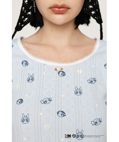 SLY(スライ)の「THE POWERPUFF GIRLS T/SH ザ パワーパフ ガールズ Tシャツ(Tシャツ/カットソー・レディース・ライトブルー/ホワイト・FREE)」の8枚目の写真