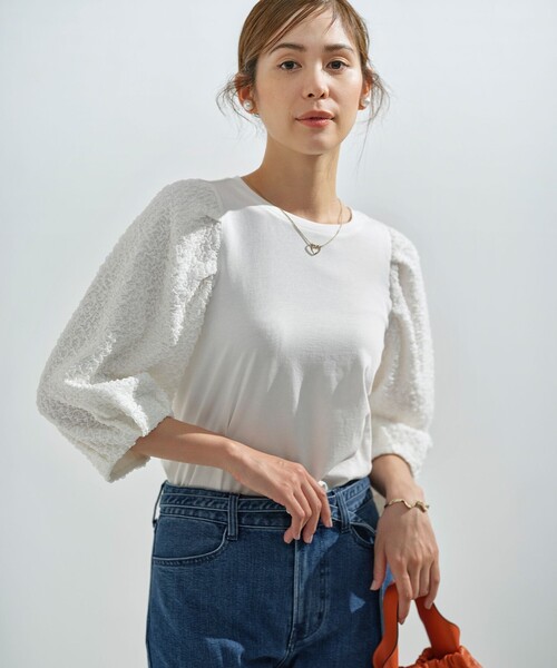 【セール】シャーリングシフォン袖 トップス（Tシャツ/カットソー）｜組曲（クミキョク） 5,364円