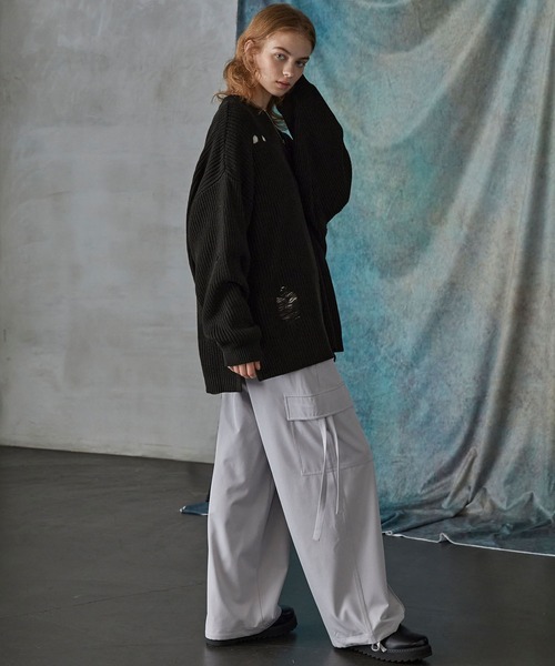 SERACE（セラス）の「【SERACE】Loose silhouette crash damage knit / ルーズシルエットクラッシュダメージニット（ニット/セーター・メンズ・ホワイト/ブラック・M/L）」の18枚目の写真