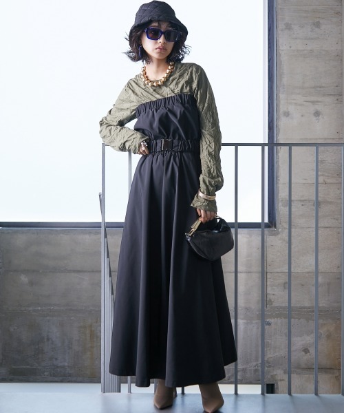 GEVS.(ジェイヴィス)の「 しわ加工クルーネックカットソープルオーバー <大きいサイズ有>GEVS.(Tシャツ/カットソー・レディース・カーキ/オフホワイト/ブラック・LL/L/M/5L/4L/3L)」の12枚目の写真