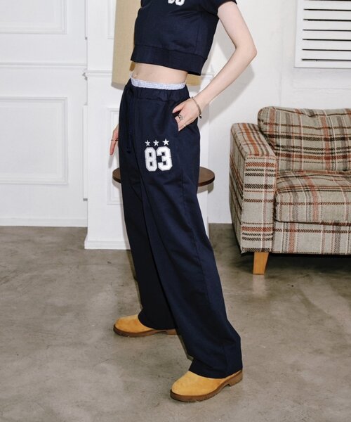 WHO'S WHO gallery（フーズフーギャラリー）の「ナンバリングスウェパン /セットアップ対応可（スウェットパンツ・レディース・ブラック/ライトグレー/ネイビー/グレー/カーキ・FREE）」の5枚目の写真