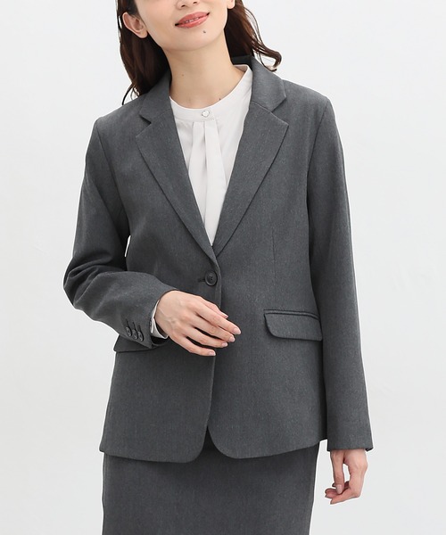 Honeys(ハニーズ)の「【ストレッチ/ウォッシャブル/イージーケア】2つ釦テーラード(テーラードジャケット・レディース・ネイビー/ベージュ/ブラック/杢グレー・S/M/L/LL/3L)」の1枚目の写真