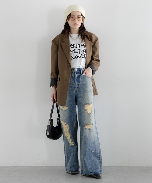 RAGEBLUE（レイジブルー）の「ヴィンテージライク/ダメージオーバーダイデニム（デニムパンツ・レディース・ブルー/ブラック・FREE/LARGE）」の9枚目の写真