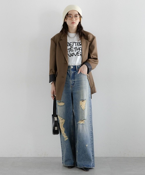 RAGEBLUE（レイジブルー）の「ヴィンテージライク/ダメージオーバーダイデニム（デニムパンツ・レディース・ブルー/ブラック・FREE/LARGE）」の10枚目の写真