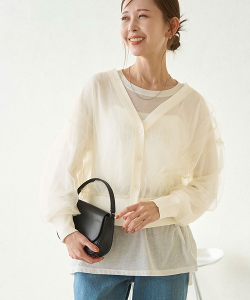 ROPE' PICNIC（ロペピクニック）の「シアーチュールカーディガン（カーディガン/ボレロ・レディース・キナリ/ブラック・38）」の2枚目の写真