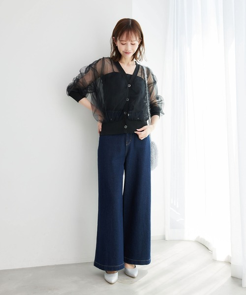 ROPE' PICNIC（ロペピクニック）の「シアーチュールカーディガン（カーディガン/ボレロ・レディース・キナリ/ブラック・38）」の3枚目の写真