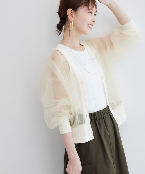 ROPE' PICNIC（ロペピクニック）の「シアーチュールカーディガン（カーディガン/ボレロ・レディース・キナリ/ブラック・38）」の12枚目の写真