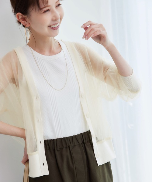 ROPE' PICNIC（ロペピクニック）の「シアーチュールカーディガン（カーディガン/ボレロ・レディース・キナリ/ブラック・38）」の13枚目の写真