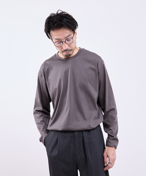 【セール】シルケットスムースクルーネックロングスリーブTシャツ（Tシャツ/カットソー）｜MEN'S MELROSE（メンズメルローズ）