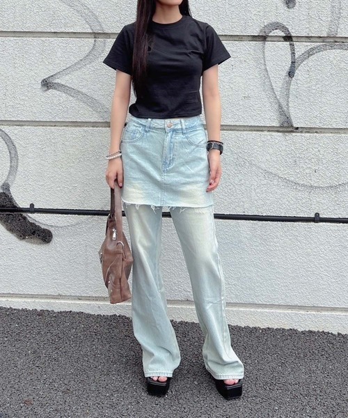 ENVYM(アンビー)の「スカートレイヤードデニム(デニムパンツ・レディース・サックスブルー/ブルー・SMALL/MEDIUM)」の22枚目の写真