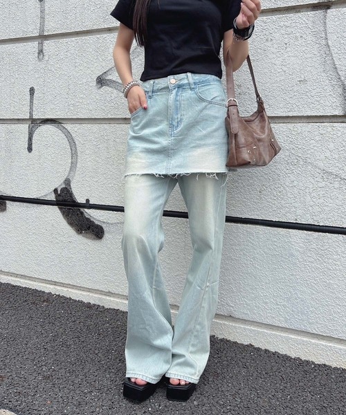 ENVYM(アンビー)の「スカートレイヤードデニム(デニムパンツ・レディース・サックスブルー/ブルー・SMALL/MEDIUM)」の10枚目の写真