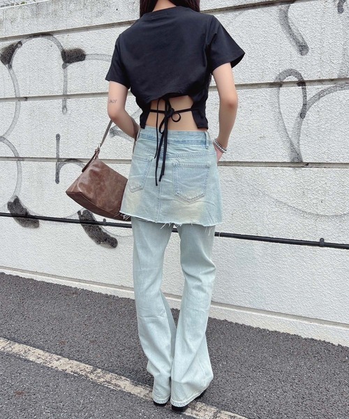 ENVYM(アンビー)の「スカートレイヤードデニム(デニムパンツ・レディース・サックスブルー/ブルー・SMALL/MEDIUM)」の4枚目の写真