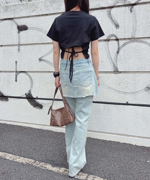 ENVYM(アンビー)の「スカートレイヤードデニム(デニムパンツ・レディース・サックスブルー/ブルー・SMALL/MEDIUM)」の3枚目の写真