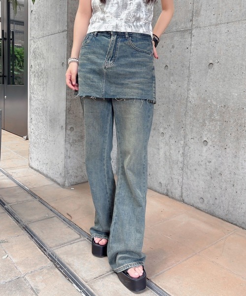 ENVYM(アンビー)の「スカートレイヤードデニム(デニムパンツ・レディース・サックスブルー/ブルー・SMALL/MEDIUM)」の15枚目の写真