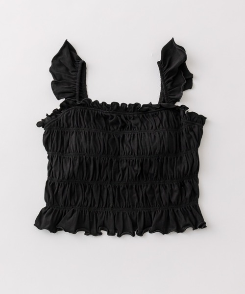 OLIVE des OLIVE（オリーブデオリーブ）の「シャーリングキャミソール（キャミソール・レディース・オフホワイト/ブラック/ピンク/チェック・FREE）」の19枚目の写真