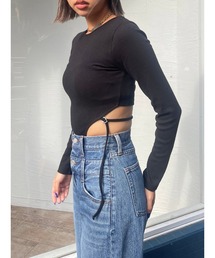 EVRIS | バックストラップリブトップス(Tシャツ/カットソー)