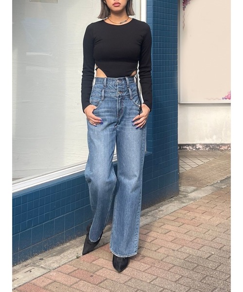 EVRIS（エヴリス）の「バックオープンストラップリブトップス（Tシャツ/カットソー・レディース・ブラック/グレー/ホワイト/モカ・FREE）」の16枚目の写真