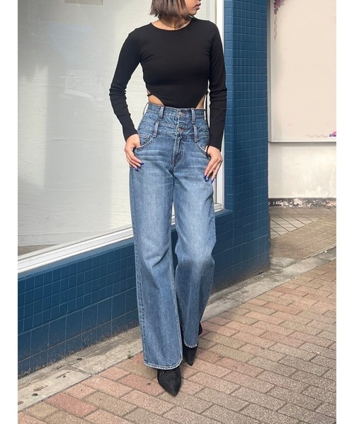 EVRIS（エヴリス）の「バックオープンストラップリブトップス（Tシャツ/カットソー・レディース・ブラック/グレー/ホワイト/モカ・FREE）」の15枚目の写真