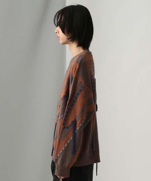 HARE（ハレ）の「マーブルステッチラインニットプルオーバー(HARE)（ニット/セーター・メンズ・ブラック/ブラウン・FREE）」の9枚目の写真