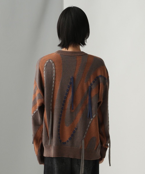 HARE（ハレ）の「マーブルステッチラインニットプルオーバー(HARE)（ニット/セーター・メンズ・ブラック/ブラウン・FREE）」の10枚目の写真